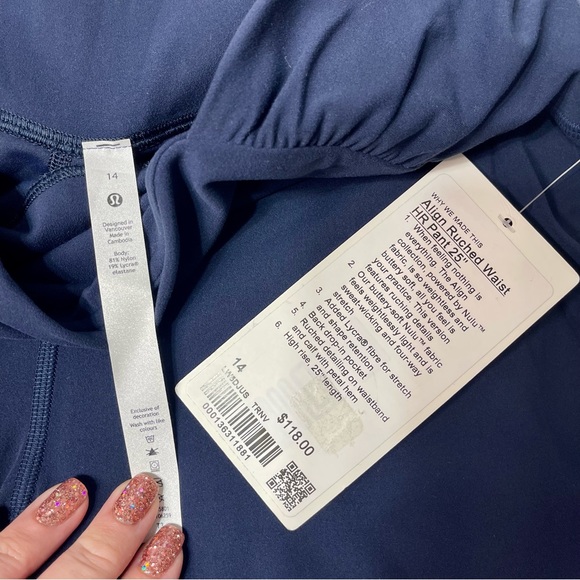 Lululemon Align High Rise Pant Ruched Waist Leggings True Navy Blue 14 NWT - Picture 11 of 12